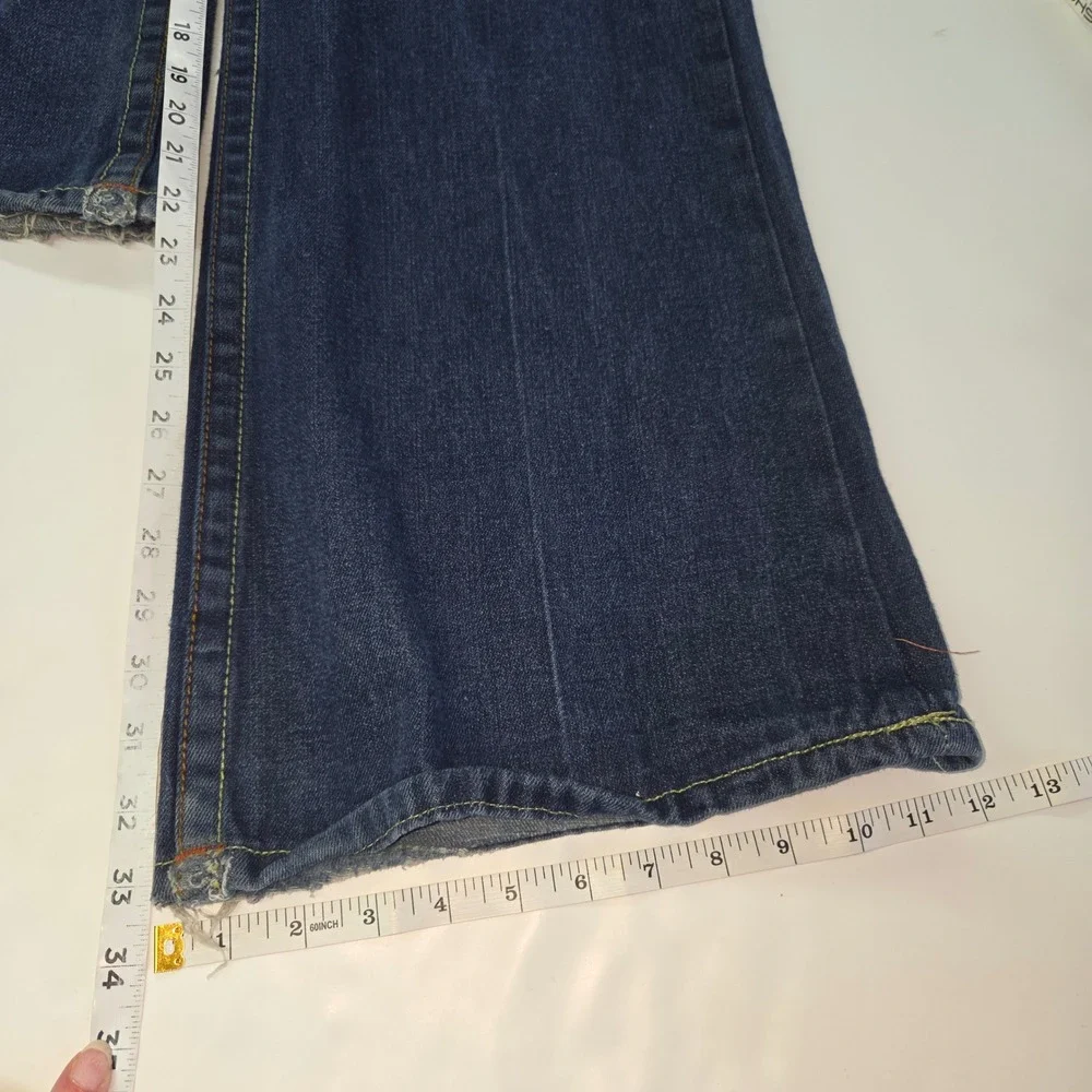 True Religion Joey Jeans Mens 40x34‎ Embroidered Dragon Distress Flare Y2K USA